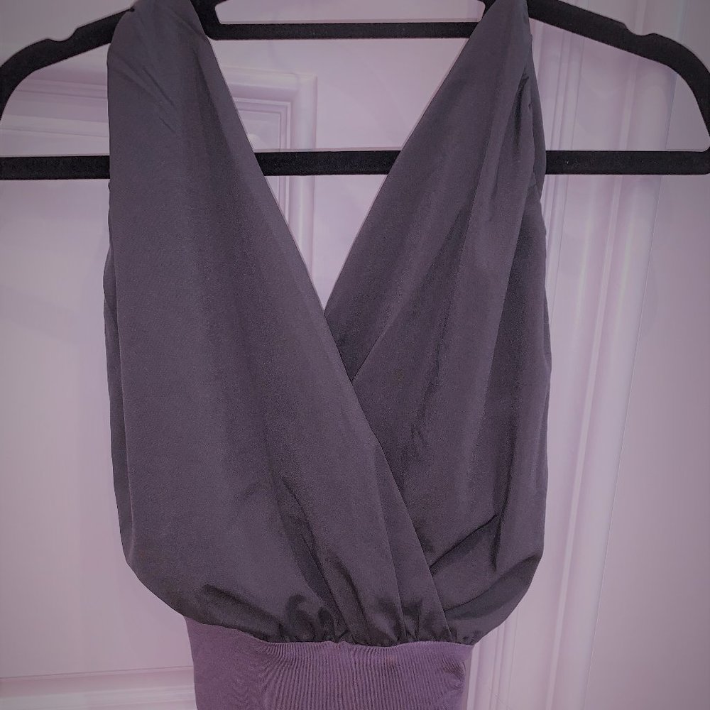 KAITLYN Surplice Bodysuit (Charcoal - Large)